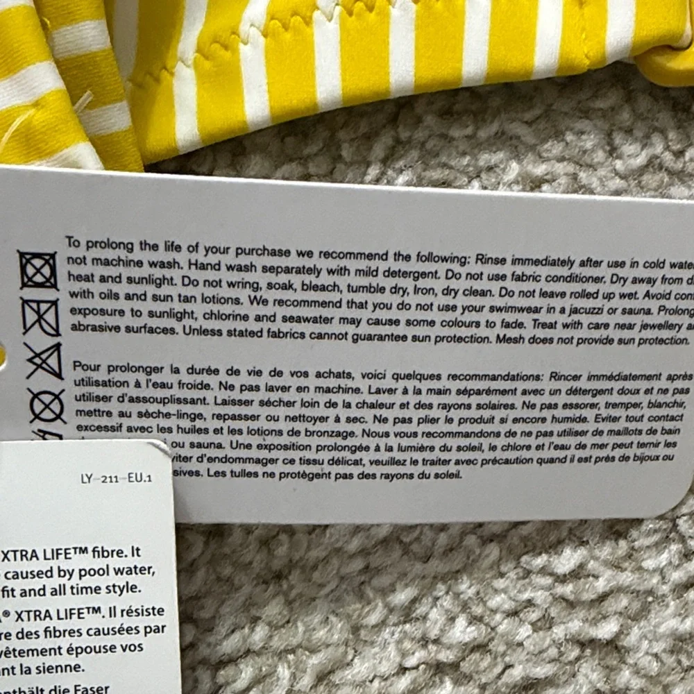 FREYA Women 34DD California Beach Hut Padded Bandeau Bikini Yellow Stripped Top - Picture 11 of 14